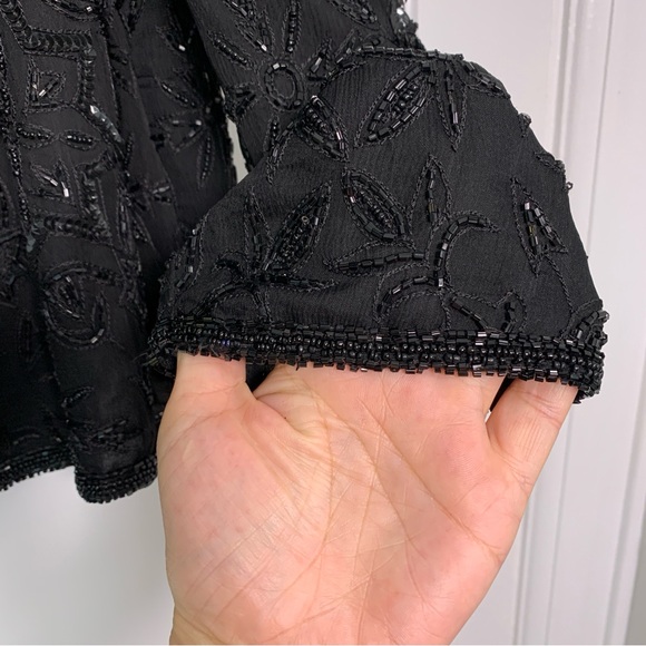 Vintage Beaded Sequin Jacket Lightweight Party Event Guest Blingy Retro Size 2X - Picture 6 of 12